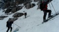 Posledních pár metrů na lyžích, potom následoval krátký Klettersteig.
